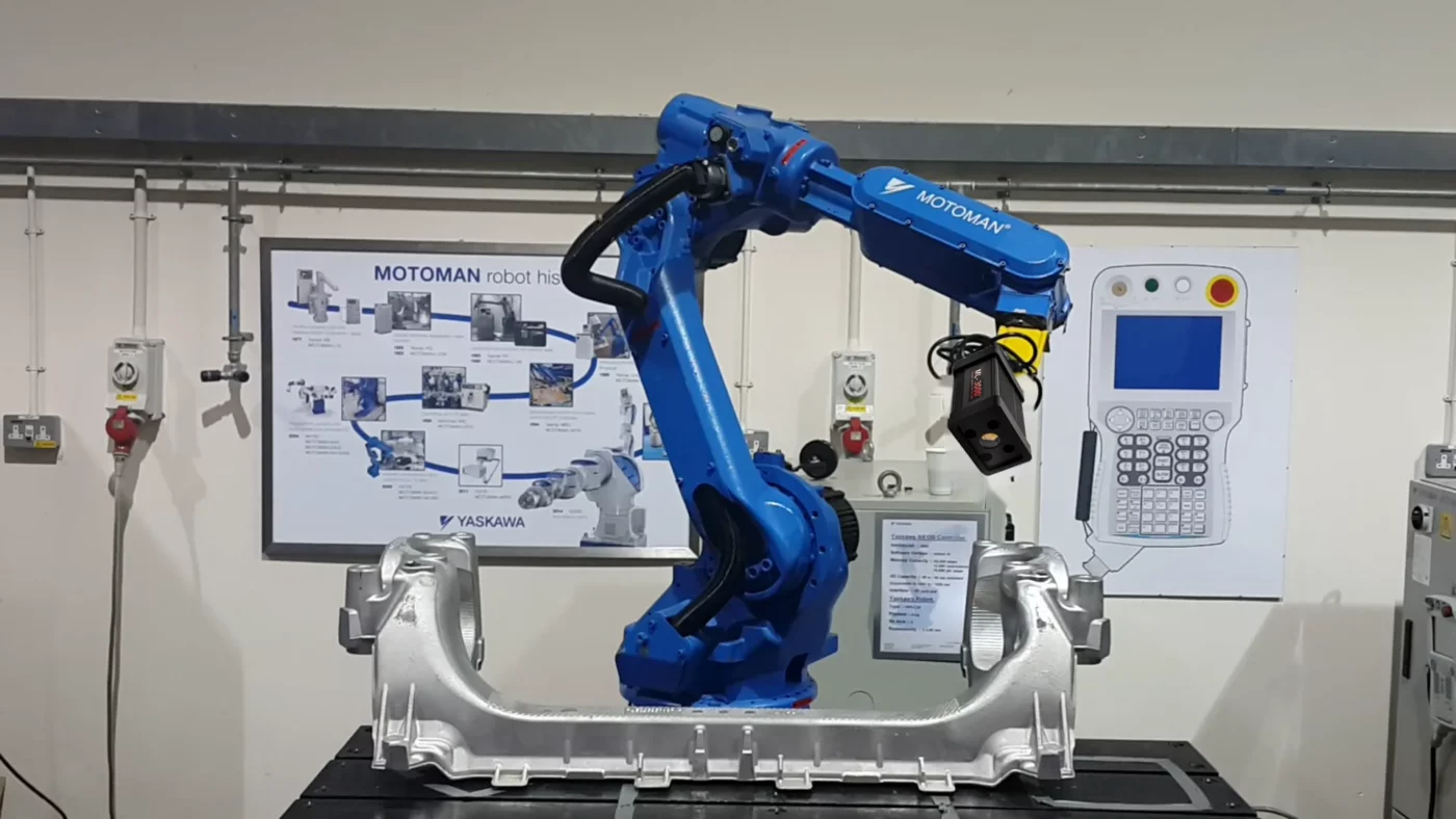 ML 3000 mounted on a robot arm above a large aluminium casting